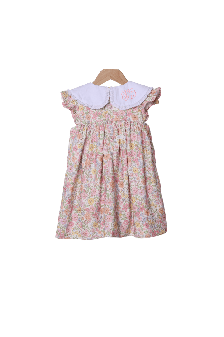 The Smocked Flamingo Children's Clothing Hand Embroidered Pumpkin Flutter Sleeve Dress