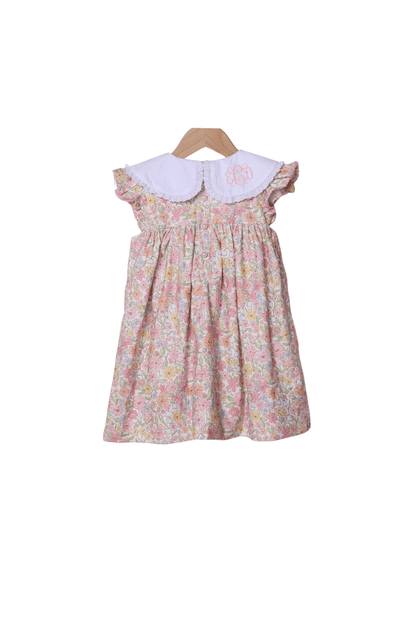 The Smocked Flamingo Children's Clothing Hand Embroidered Pumpkin Flutter Sleeve Dress