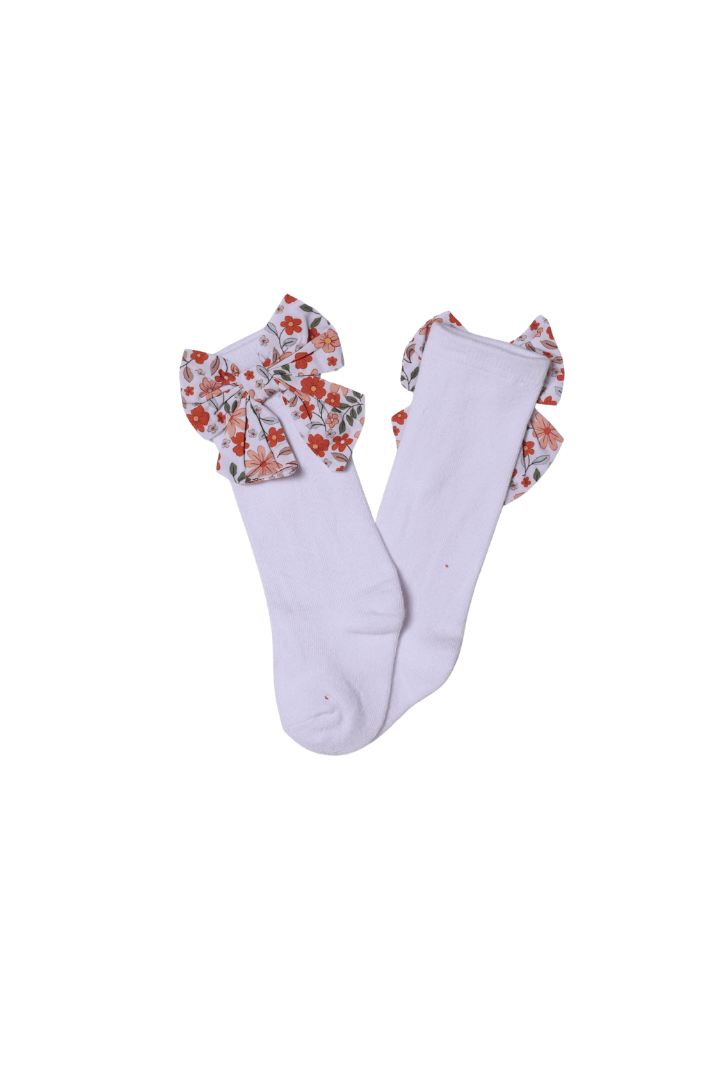 The Smocked Flamingo Children's Clothing Harvest Floral Bow Socks
