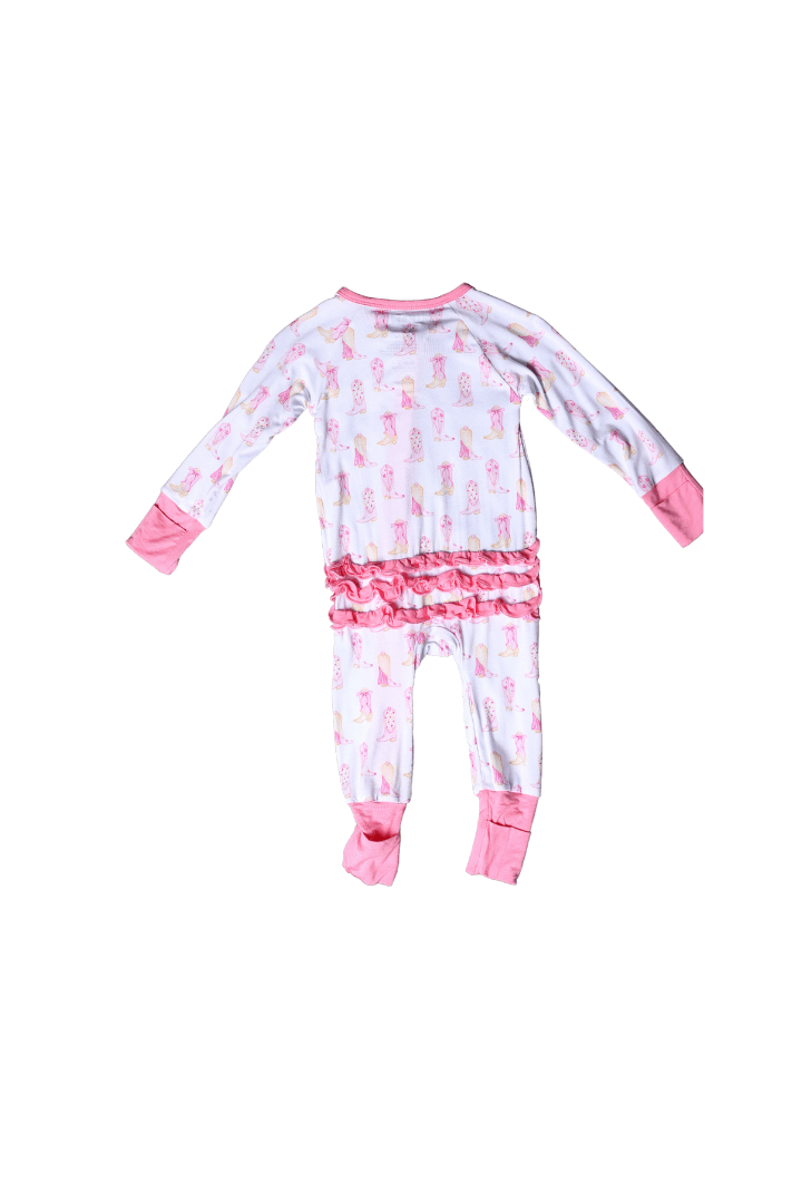 The Smocked Flamingo Children's Clothing Pink Cowgirl Boots Bamboo Zippy