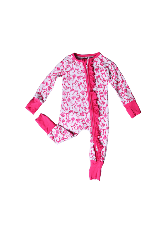 The Smocked Flamingo Children's Clothing Pink Ruffle Bow Zippy