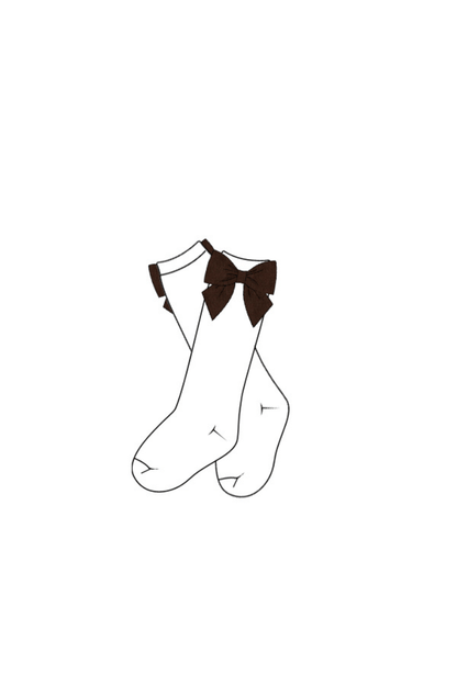 The Smocked Flamingo Children's Clothing Pre-Order Brown Corduroy Bow Socks