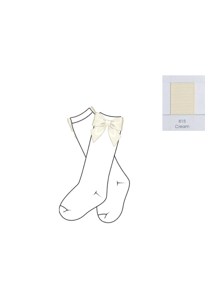 The Smocked Flamingo Children's Clothing Pre-Order Cream Bow Socks