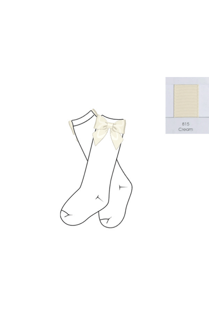 The Smocked Flamingo Children's Clothing Pre-Order Cream Bow Socks