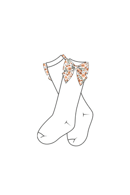 The Smocked Flamingo Children's Clothing Pre-Order Harvest Floral Bow Socks