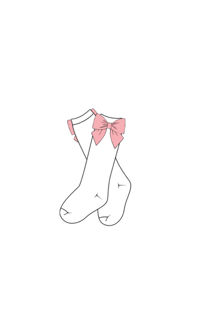 The Smocked Flamingo Children's Clothing Pre-Order Pink Velvet Bow Socks