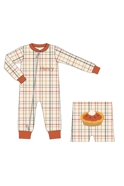 The Smocked Flamingo Children's Clothing Pre-Order Pumpkin Pie Plaid Zippy