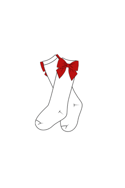 The Smocked Flamingo Children's Clothing Pre-Order Red Corduroy Bow Socks