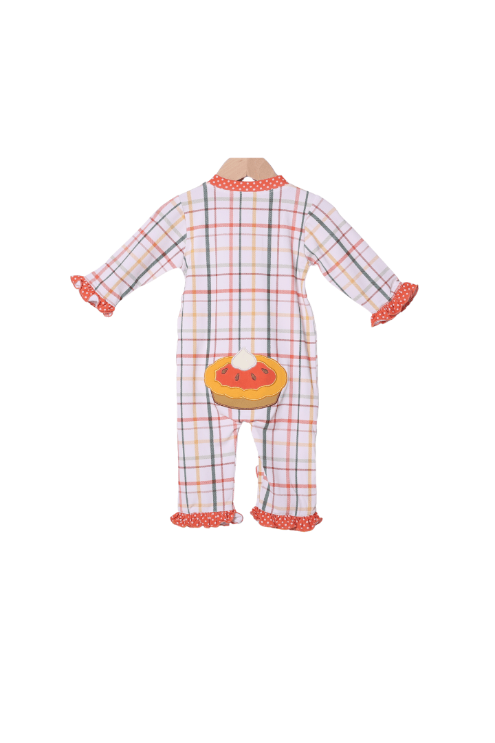The Smocked Flamingo Children's Clothing Pumpkin Pie Plaid Ruffle Zippy