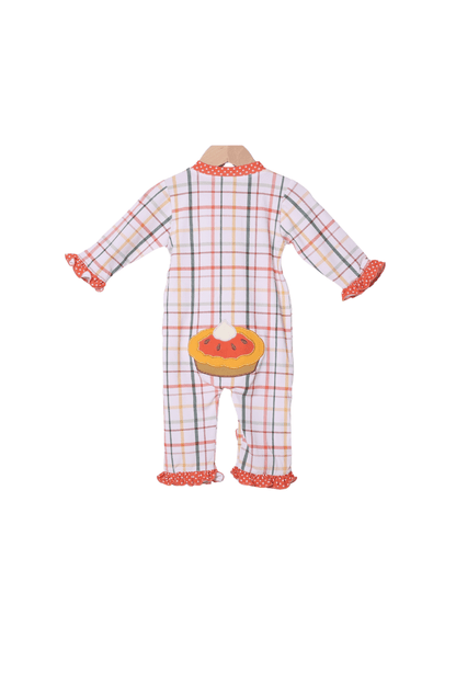 The Smocked Flamingo Children's Clothing Pumpkin Pie Plaid Ruffle Zippy