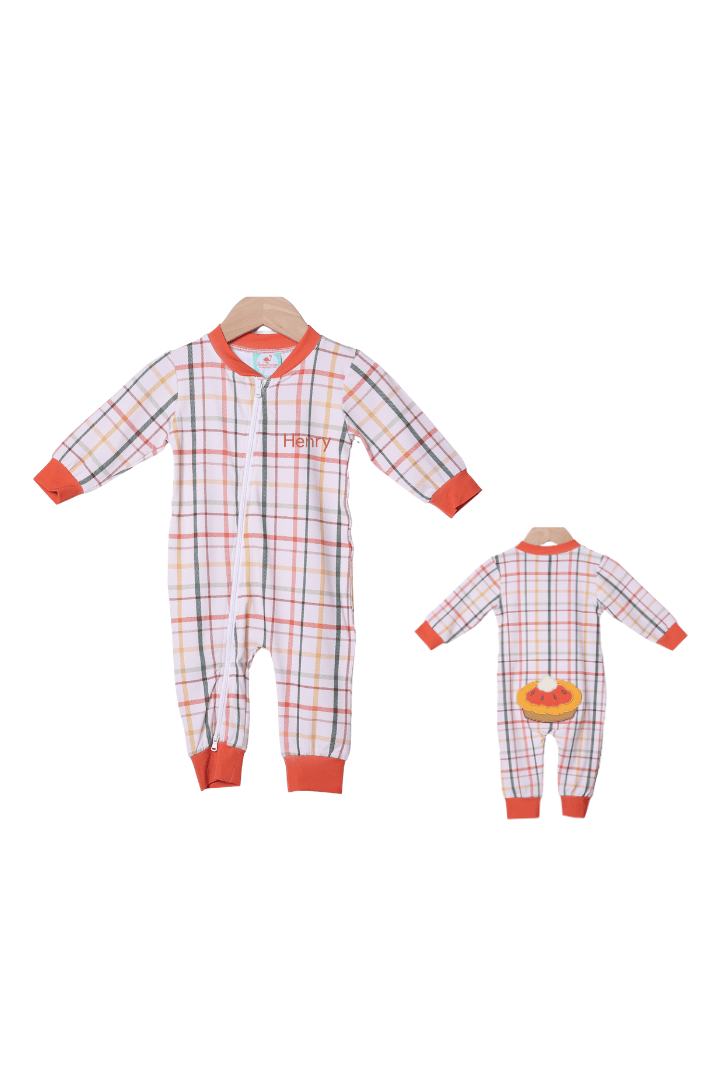 The Smocked Flamingo Children's Clothing Pumpkin Pie Plaid Zippy