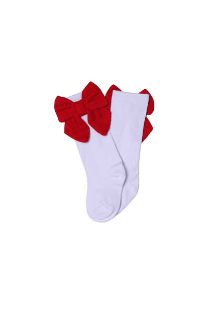 The Smocked Flamingo Children's Clothing Red Corduroy Bow Socks