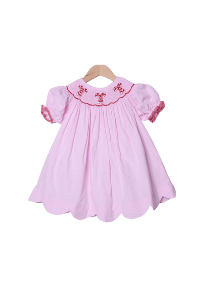 The Smocked Flamingo Children's Clothing Smocked Candy Cane Pink Gingham Dress