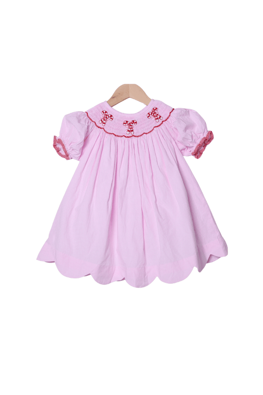 The Smocked Flamingo Children's Clothing Smocked Candy Cane Pink Gingham Dress