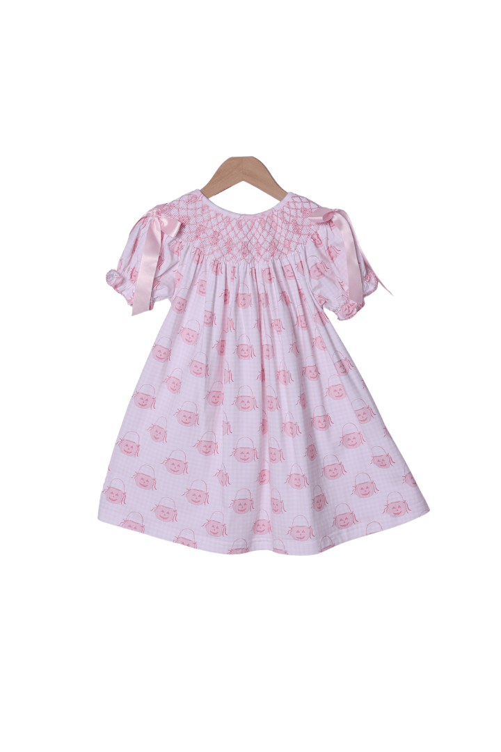 The Smocked Flamingo Children's Clothing Smocked Heirloom Pink Jack O Lantern Dress