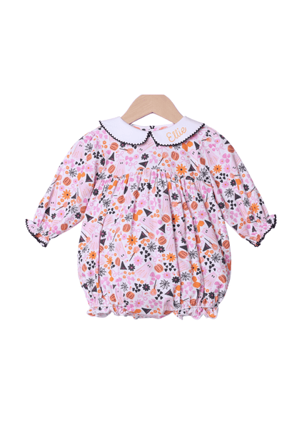 The Smocked Flamingo Children's Clothing Sweet and Spooky Peter Pan Collar Knit Bubble