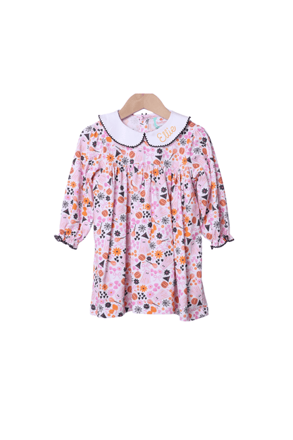The Smocked Flamingo Children's Clothing Sweet and Spooky Peter Pan Collar Knit Dress
