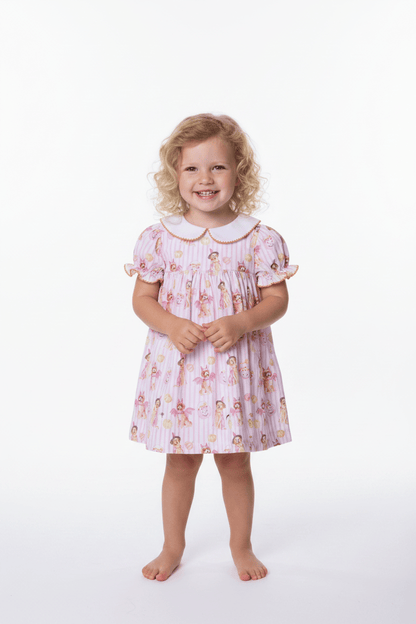 The Smocked Flamingo Children's Clothing Trick or Treat Pink Puppy Dress