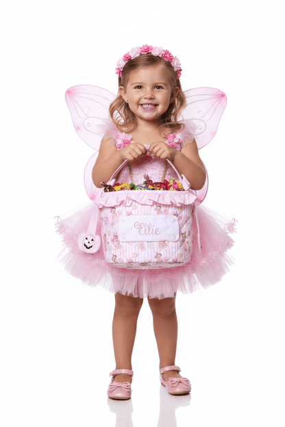 The Smocked Flamingo Children's Clothing Trick or Treat Pink Treat Basket