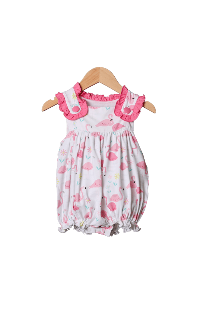 The Smocked Flamingo Fancy Flamingo Ruffle Knit Bubble