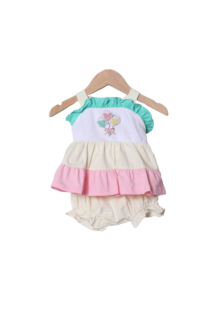 The Smocked Flamingo French Knot Mouse Balloons Bloomer Set