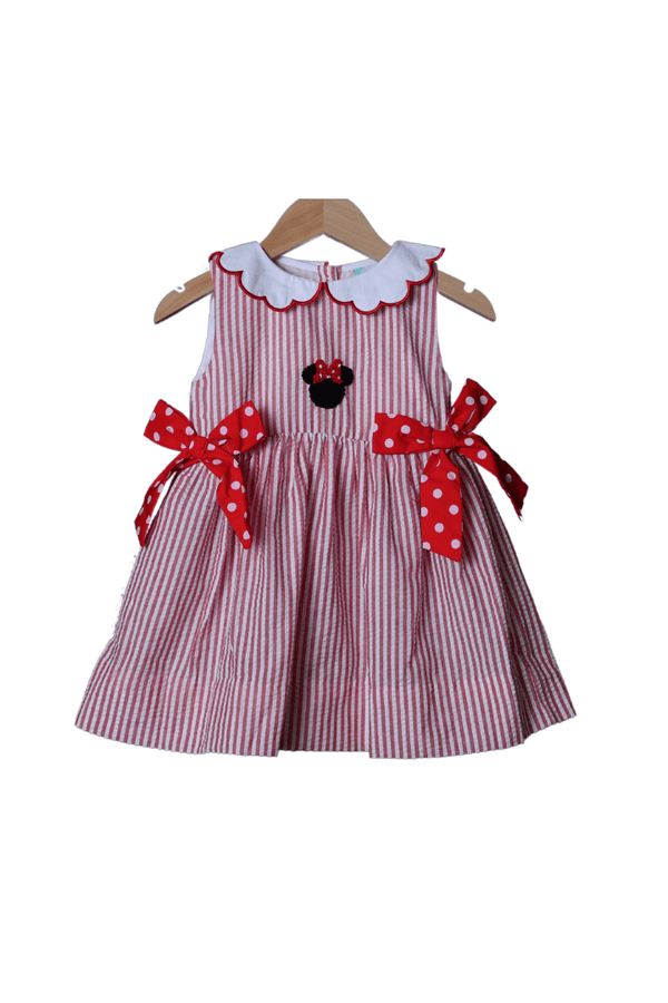 Smocked Mouse Red Seersucker Bloomer Set main image 0