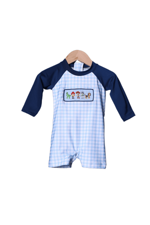 Smocked County Fair Red/Blue Stripe Diaper Set