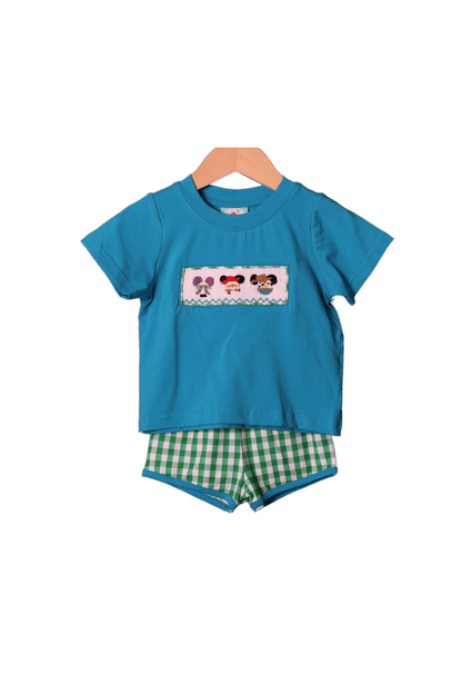 The Smocked Flamingo Hand Smocked Friends Gingham Boys Set