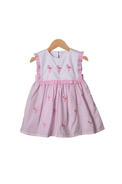 The Smocked Flamingo Let's Flamingo Embroidered Ruffle Dress