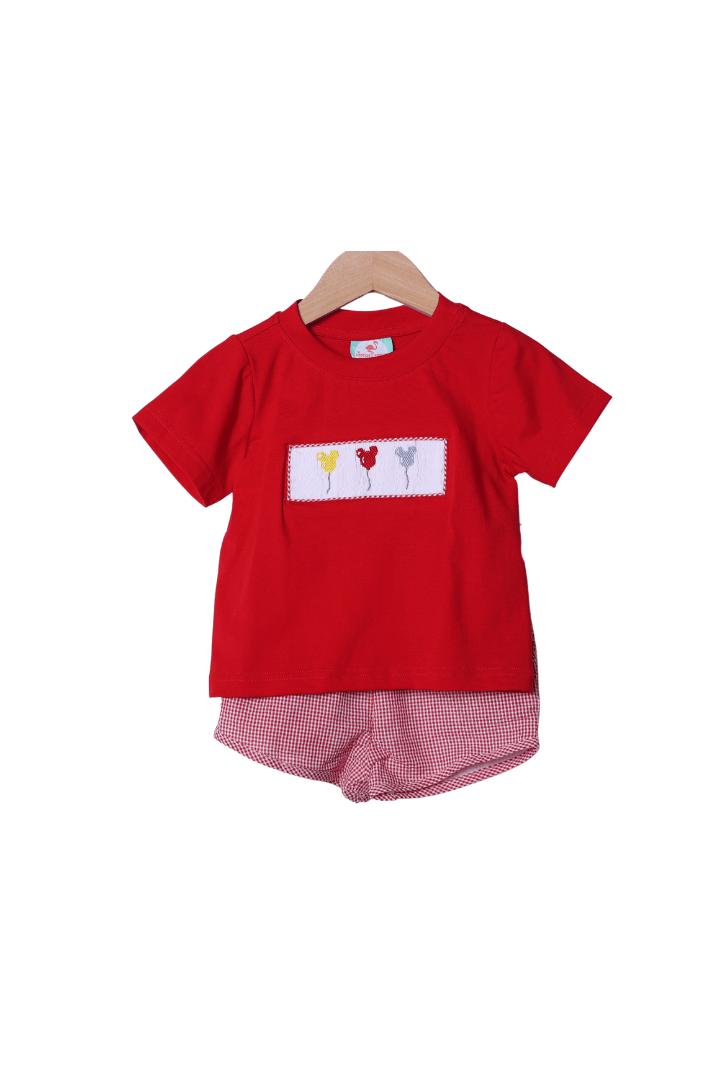 The Smocked Flamingo Mouse Balloon Short Set