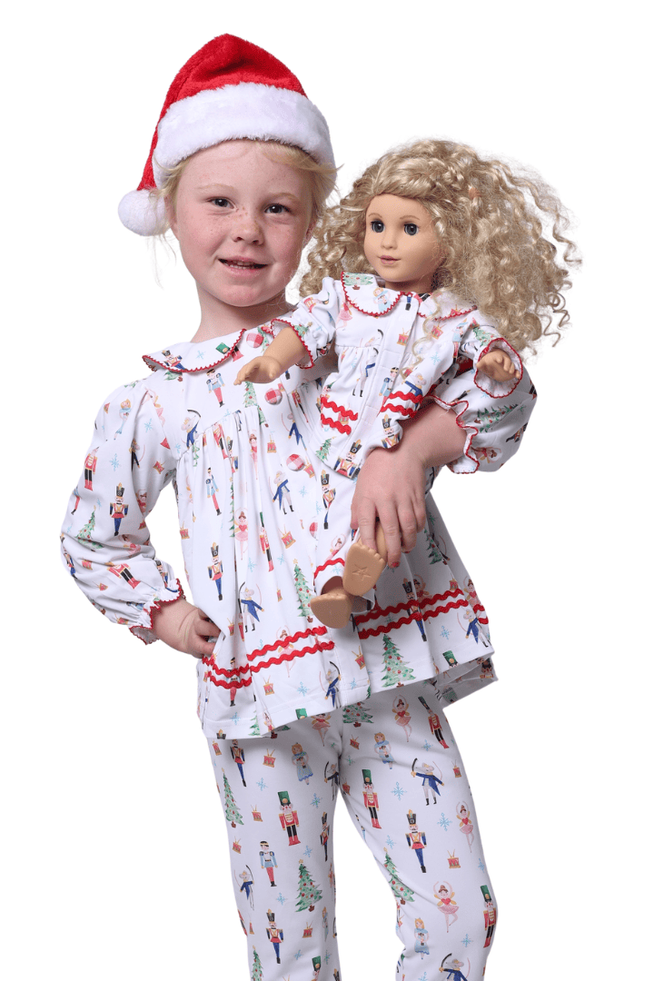 The Smocked Flamingo Nutcracker Two Piece Swing Lounge Set DOLL Match
