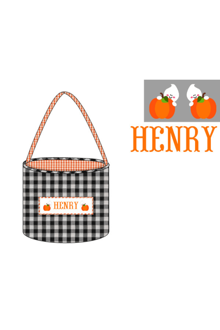 PreOrder Hand Smocked Custom Name Treat BasketGhost