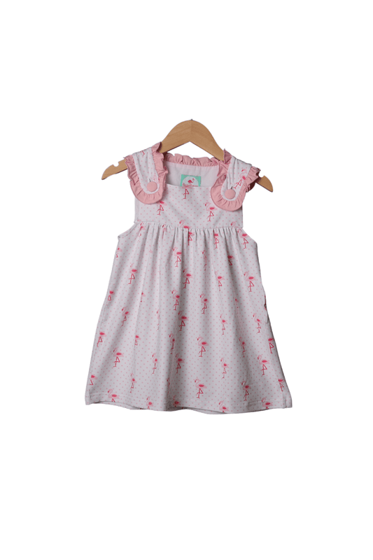 The Smocked Flamingo Pink Flamingo Ruffle Knit Dress