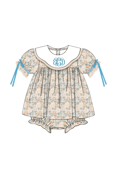 The Smocked Flamingo Pre-Order Autumn Floral Bow Skirted Bubble