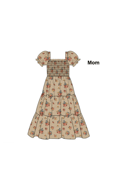 The Smocked Flamingo Pre-Order Autumn Floral Corduroy Mom Dress