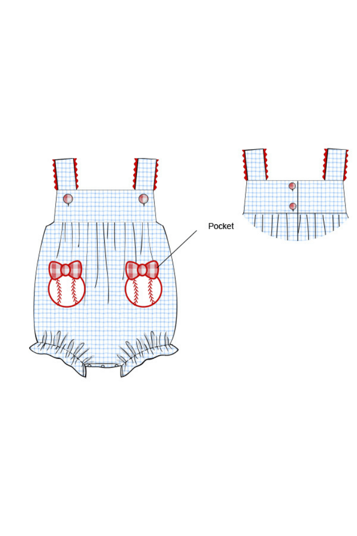 The Smocked Flamingo Pre-Order Baseball Applique Knit Bubble