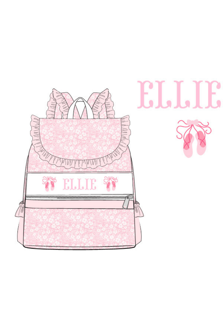 The Smocked Flamingo Pre-Order Custom Hand Smocked Custom Name Ballet Backpack