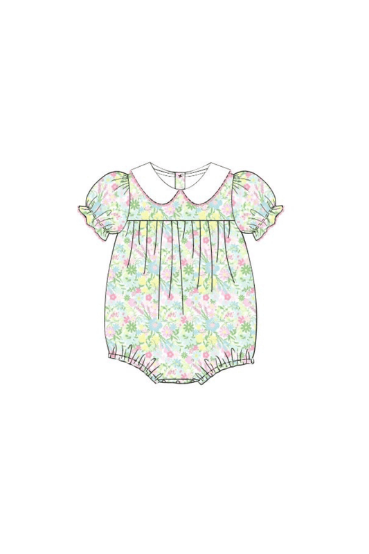 The Smocked Flamingo Pre-Order Custom Name Ellie Floral Knit Bubble