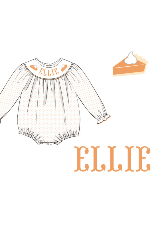 The Smocked Flamingo Pre-Order Custom Name Sweet As Pie Bitty Dot Bubble