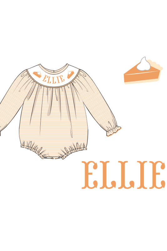 The Smocked Flamingo Pre-Order Custom Name Sweet As Pie Stripe Bubble