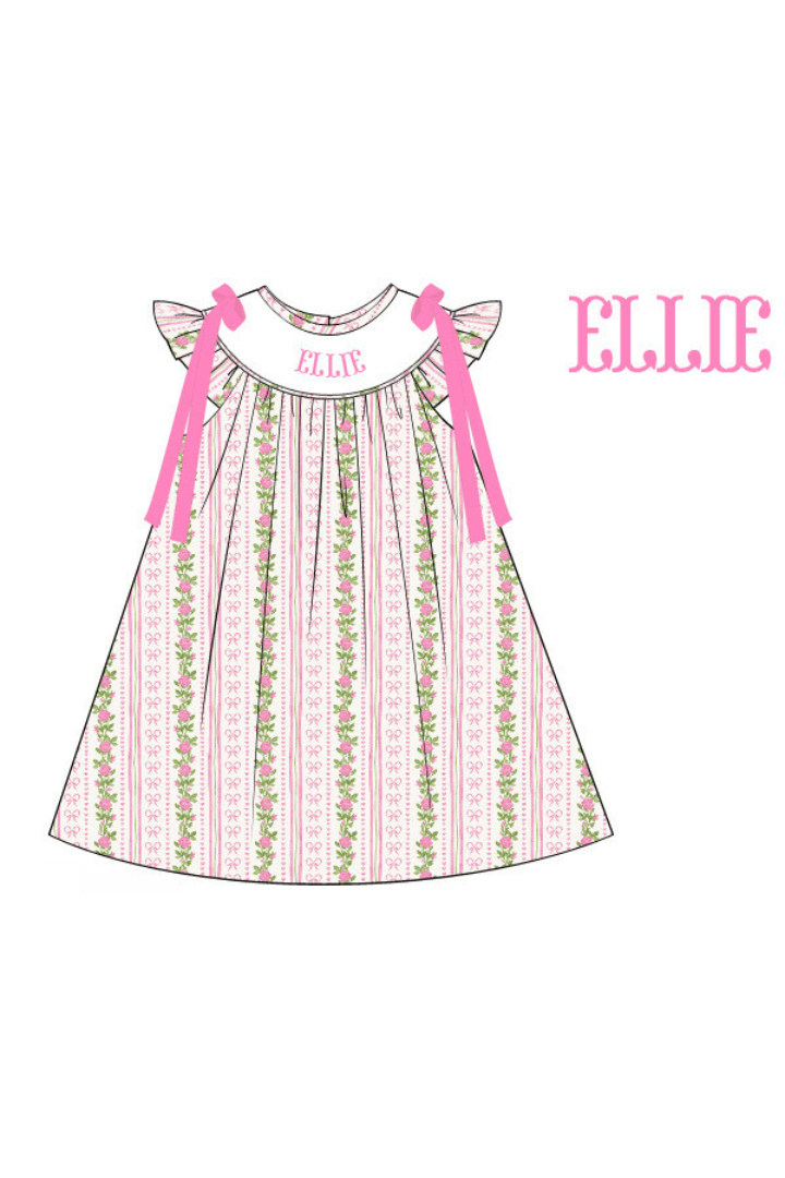 The Smocked Flamingo Pre-Order Custom Smocked Fancy Pink Bow Dress