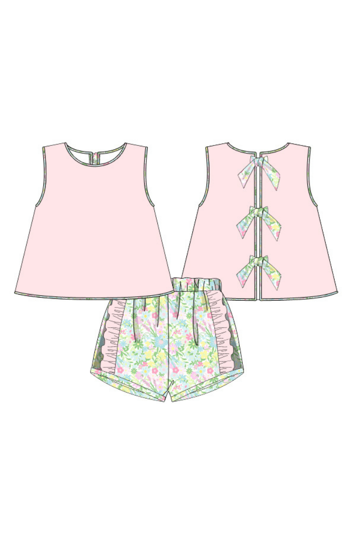 The Smocked Flamingo Pre-Order Ellie Floral Knit Short Set