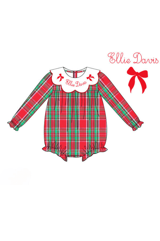 The Smocked Flamingo Pre-Order Embroidered Custom Name Traditional Christmas Bubble