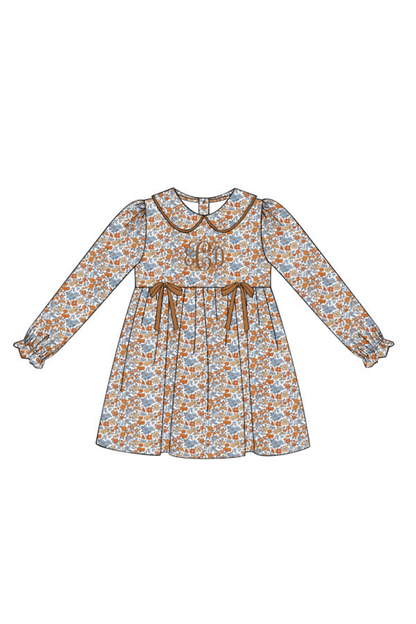 The Smocked Flamingo Pre-Order Fall Floral Bow Dress