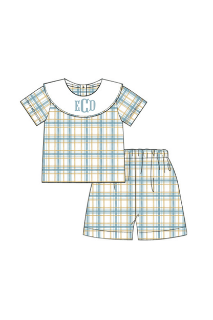 The Smocked Flamingo Pre-Order Fall Plaid Short Set