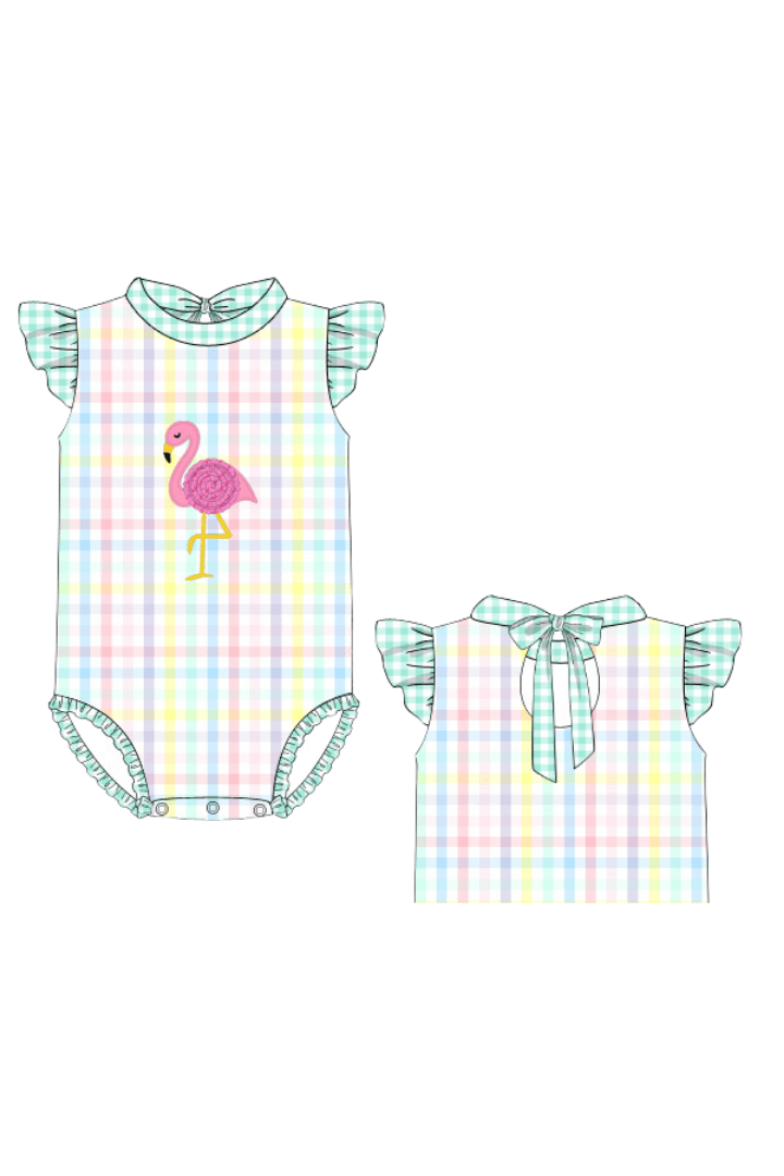 The Smocked Flamingo Pre-Order Fancy Flamingo Plaid Swimsuit