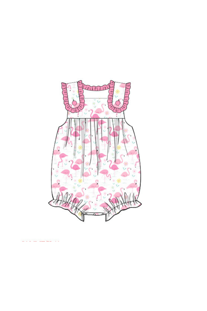 The Smocked Flamingo Pre-Order Fancy Flamingo Ruffle Knit Bubble