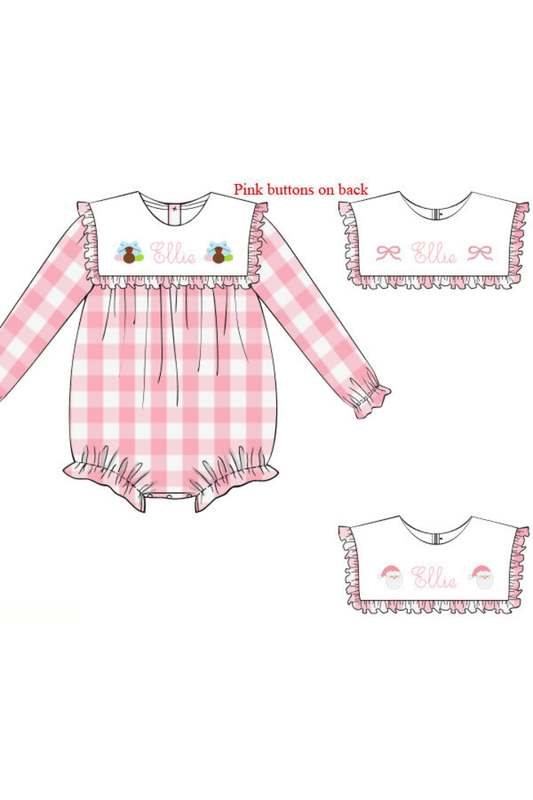 The Smocked Flamingo Pre-Order French Knot Custom Name Interchangeable Bubble