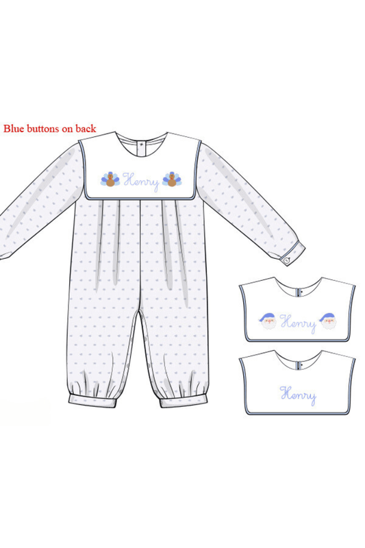 The Smocked Flamingo Pre-Order French Knot Custom Name Interchangeable Romper