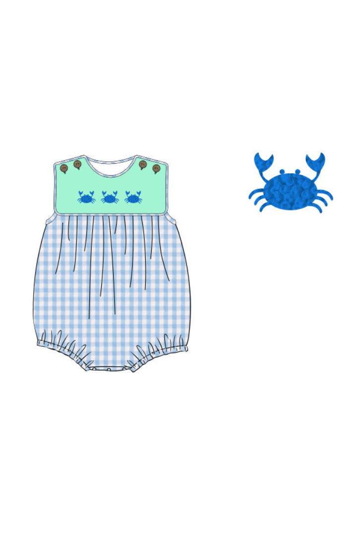 The Smocked Flamingo Pre-Order French Knot Gingham Crab Seersucker Bubble